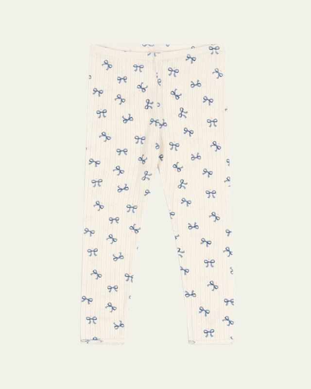 Girl's Minnie Bow-Print Pointelle Knit Pa